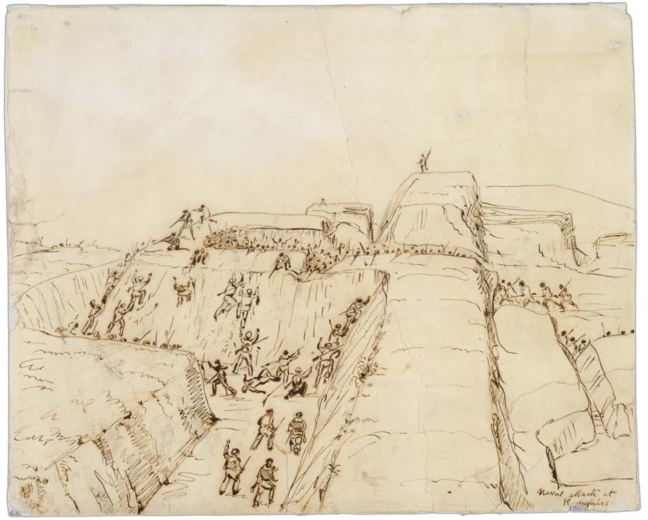 Charles Heaphy sketch of trenches in Rangiriri